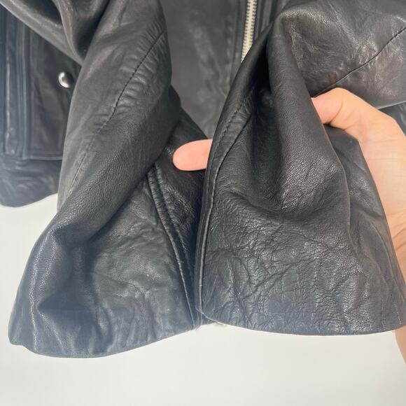J.Crew Collection Washed Leather Motorcycle Jacket Black Women's Size XXL - Picture 14 of 16